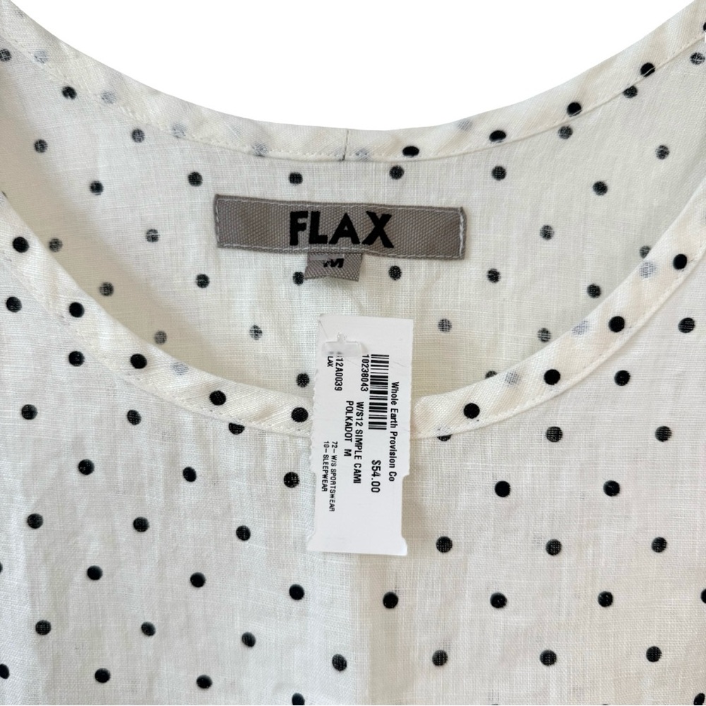 FLAX Linen NWT Women’s Medium Simple Cami Sleeveless Top Polka Dot Loungewear - Picture 3 of 5